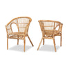 bali & pari Alleta Modern Bohemian Natural Brown Rattan 2-Piece Dining Chair Set WHI-12719-Rattan-DC