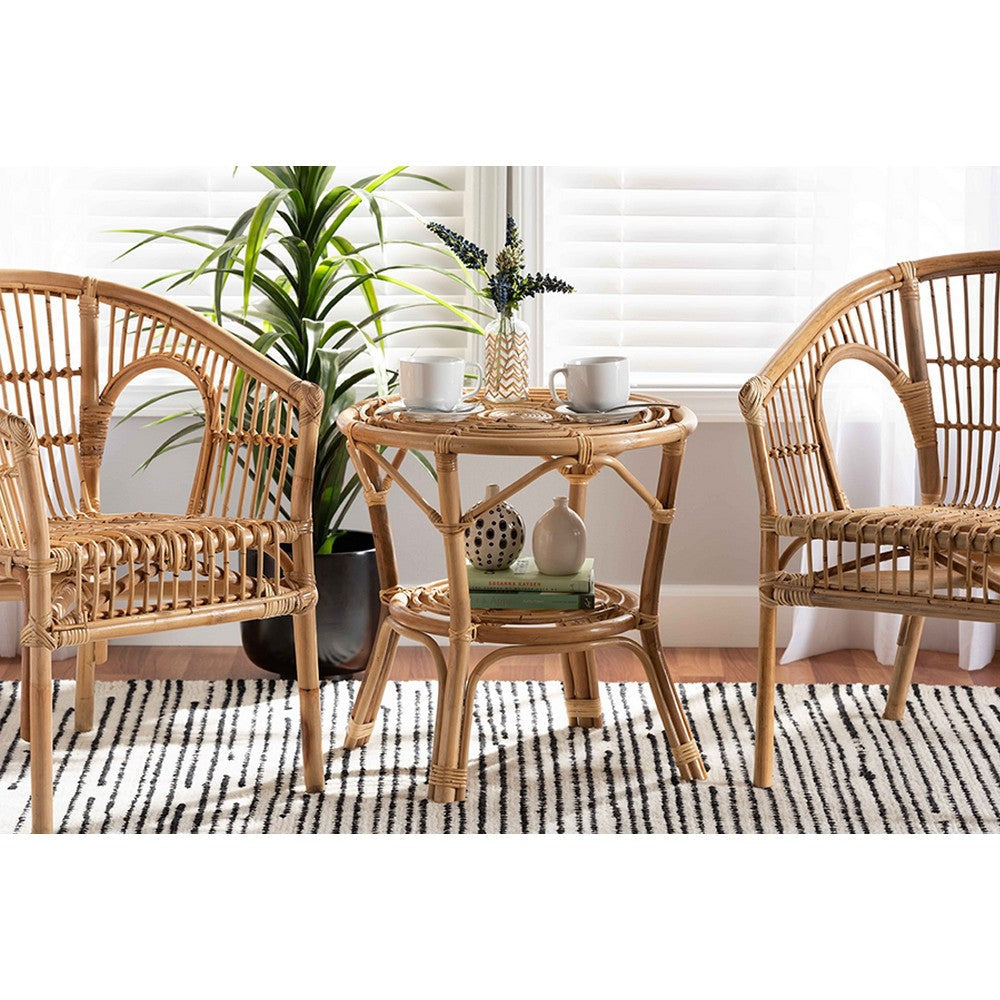 bali & pari Cariel Modern Bohemian Natural Brown Rattan Coffee Table WHI-12720-Rattan-CT