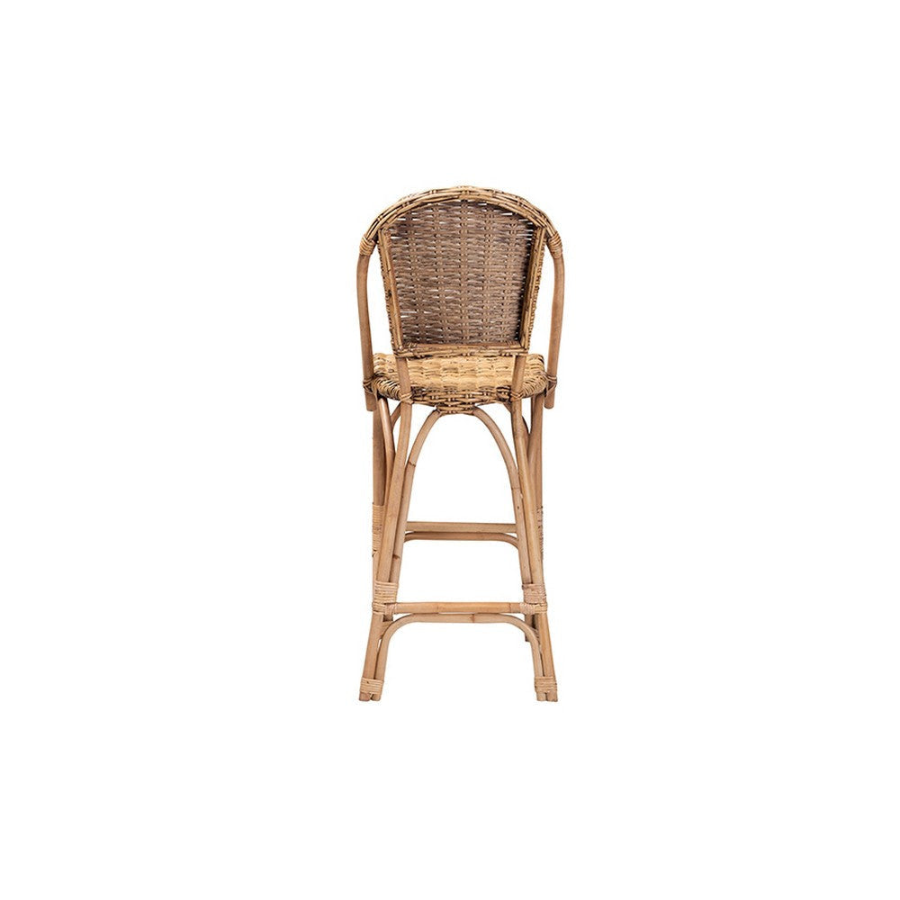 bali & pari Neola Modern Bohemian Natural Rattan Bar Stool WHI-12736-Rattan-BS