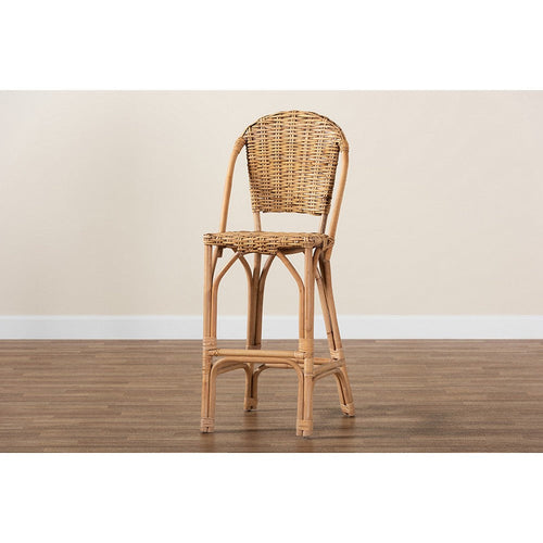 bali & pari Neola Modern Bohemian Natural Rattan Bar Stool