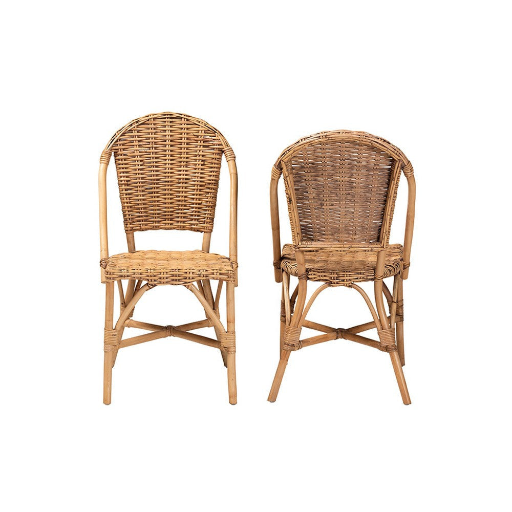 bali & pari Neola Modern Bohemian Natural Rattan Dining Chair WHI-12737-Rattan-DC