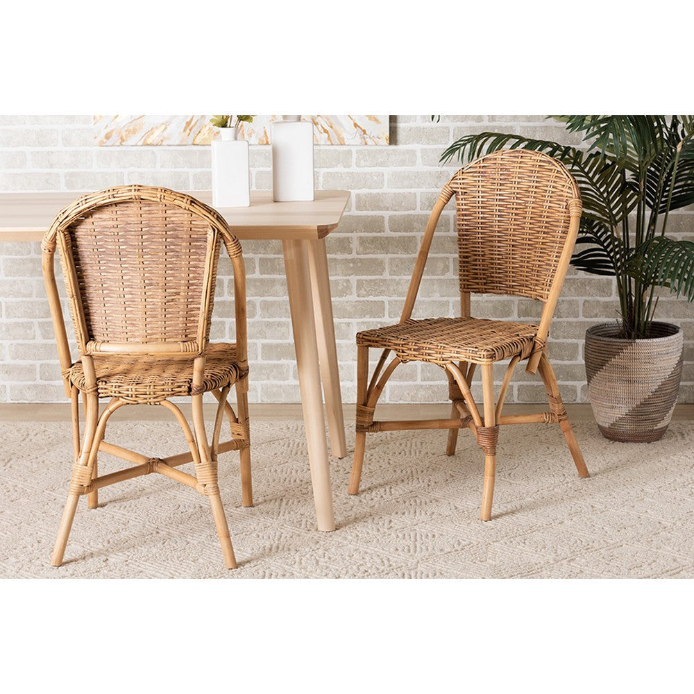 bali & pari Neola Modern Bohemian Natural Rattan Dining Chair WHI-12737-Rattan-DC