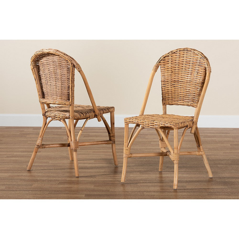 bali & pari Neola Modern Bohemian Natural Rattan Dining Chair WHI-12737-Rattan-DC
