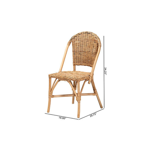 bali & pari Neola Modern Bohemian Natural Rattan Dining Chair
