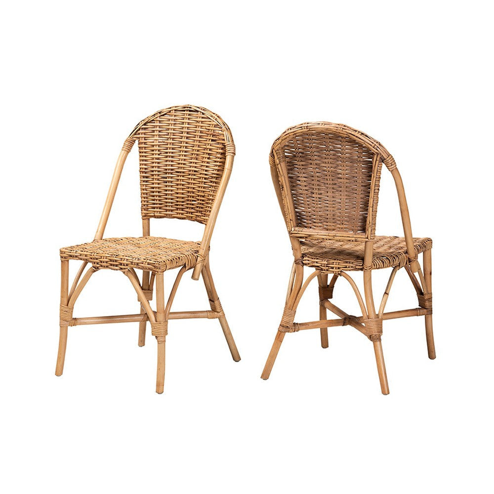 bali & pari Neola Modern Bohemian Natural Rattan Dining Chair WHI-12737-Rattan-DC