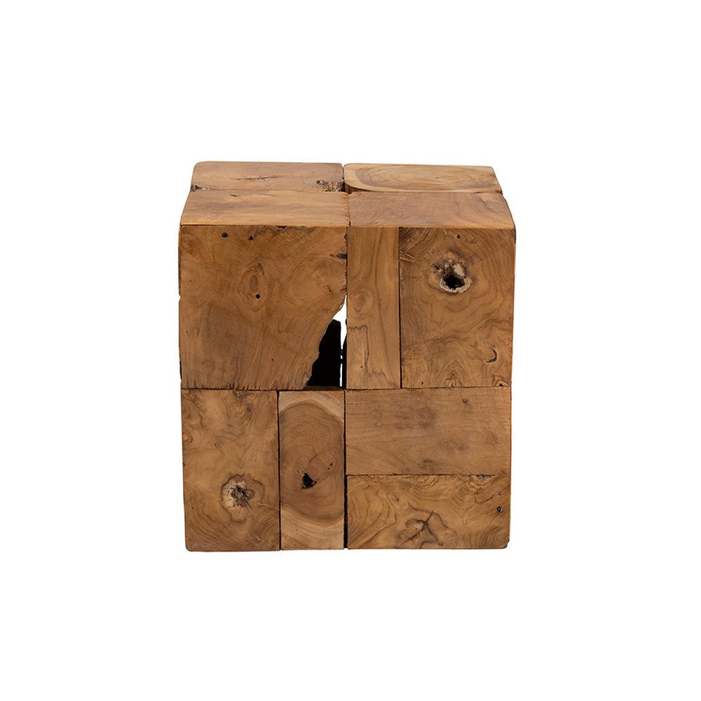 bali & pari Eldora Rustic Transitional Natural Brown Teak Root End Table WHI-12738-Teak-ET