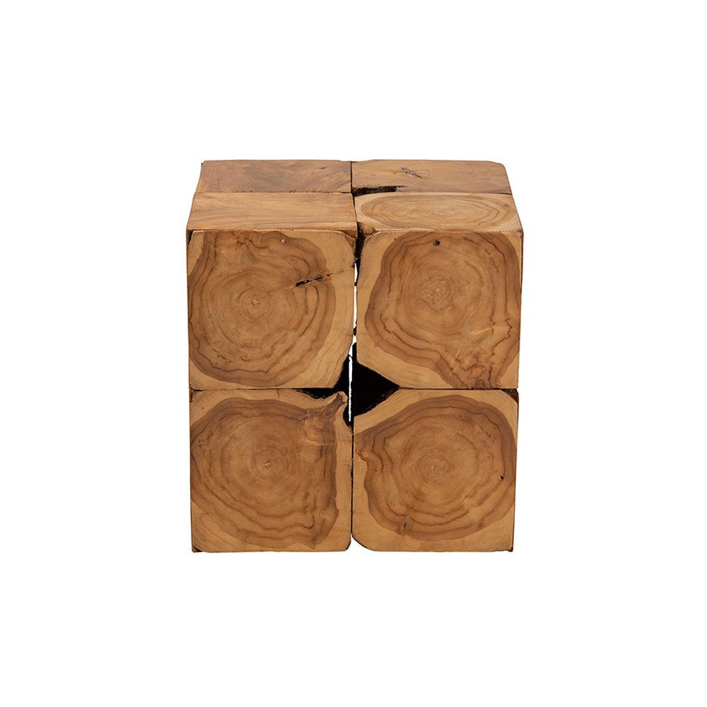 bali & pari Eldora Rustic Transitional Natural Brown Teak Root End Table WHI-12738-Teak-ET