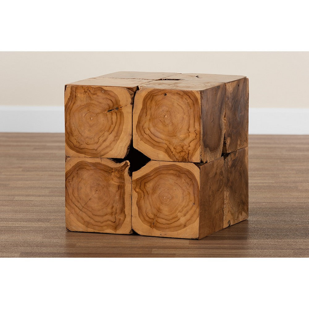 bali & pari Eldora Rustic Transitional Natural Brown Teak Root End Table WHI-12738-Teak-ET