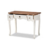 Baxton Studio Sophie Classic Traditional French Country White and Brown Finished Small 3-Drawer Wood Console Table WHI-132050-White-Console
