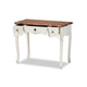 Baxton Studio Sophie Classic Traditional French Country White and Brown Finished Small 3-Drawer Wood Console Table WHI-132050-White-Console