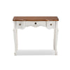 Baxton Studio Sophie Classic Traditional French Country White and Brown Finished Small 3-Drawer Wood Console Table WHI-132050-White-Console