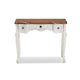 Baxton Studio Sophie Classic Traditional French Country White and Brown Finished Small 3-Drawer Wood Console Table WHI-132050-White-Console