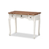 Baxton Studio Sophie Classic Traditional French Country White and Brown Finished Small 3-Drawer Wood Console Table WHI-132050-White-Console