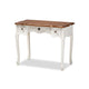 Baxton Studio Sophie Classic Traditional French Country White and Brown Finished Small 3-Drawer Wood Console Table WHI-132050-White-Console
