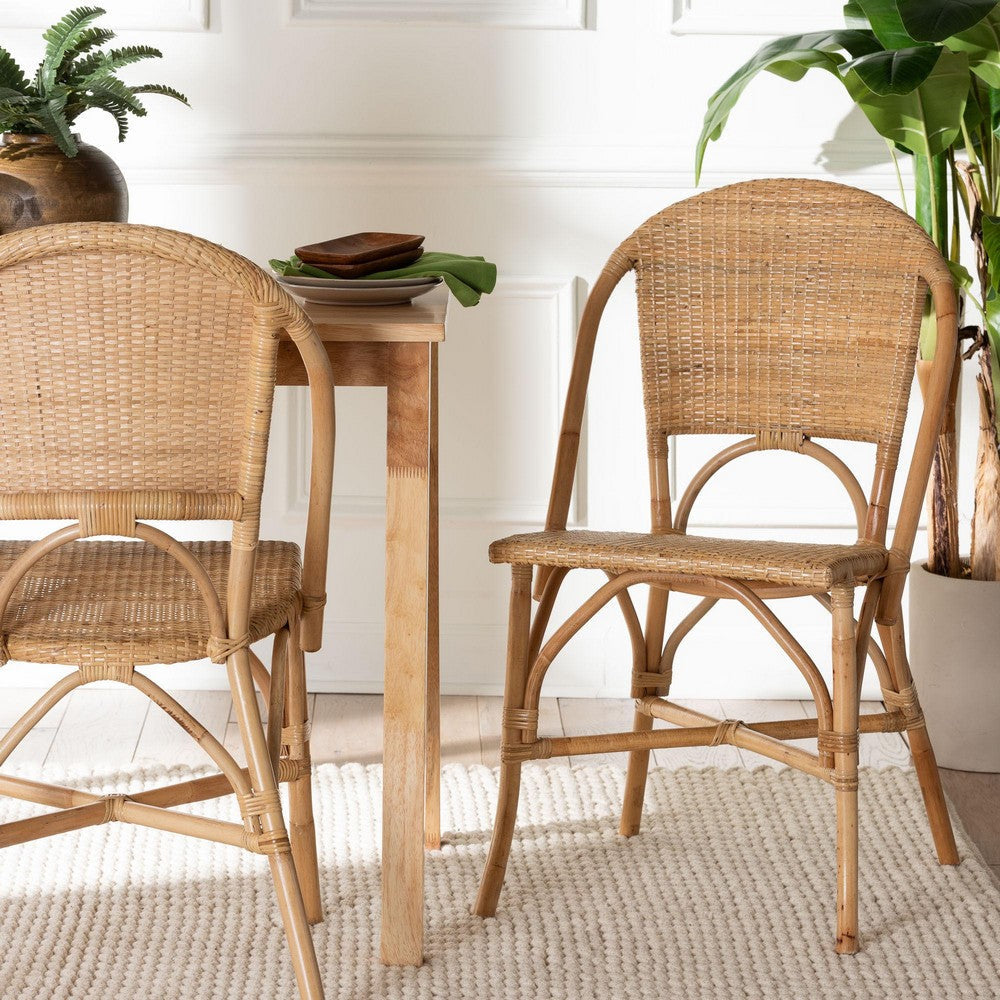 bali & pari Jaylyn Bohemian Natural Rattan Dining Chair WHI-13688-Rattan-DC