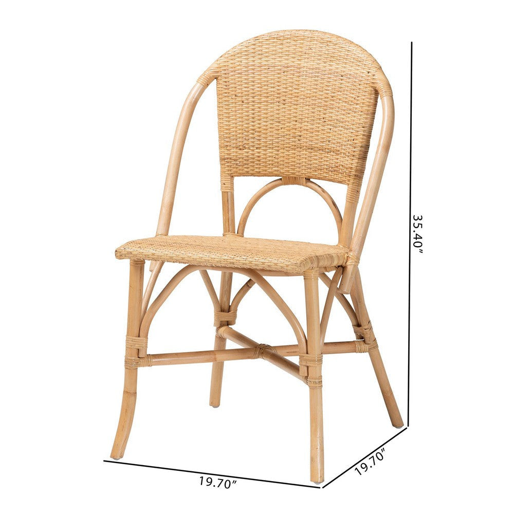 bali & pari Jaylyn Bohemian Natural Rattan Dining Chair WHI-13688-Rattan-DC