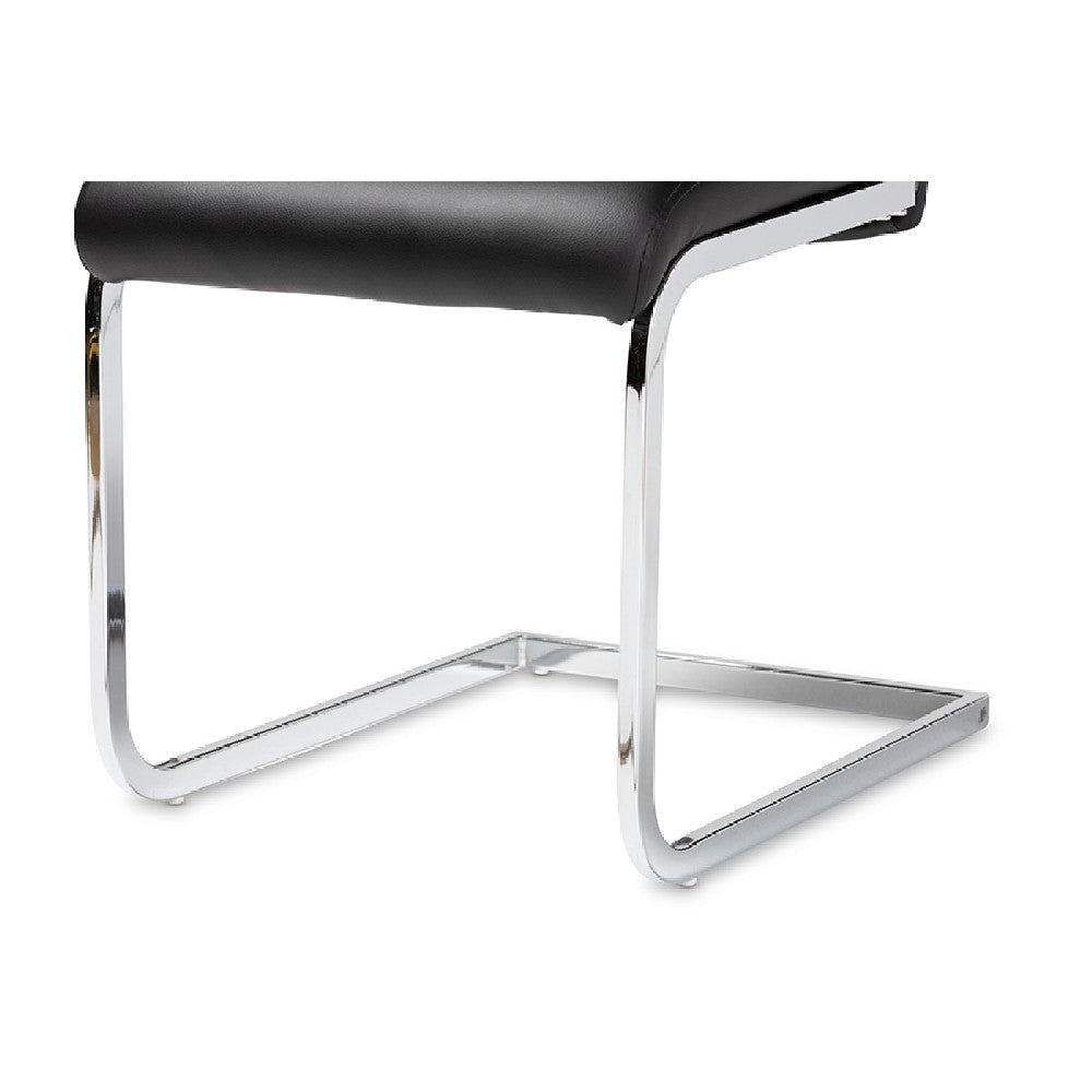 Baxton Studio Cyprien Modern and Contemporary Black Faux Leather Upholstered Dining Chair (Set of 4) WHI-140919-Black-4PC-Set