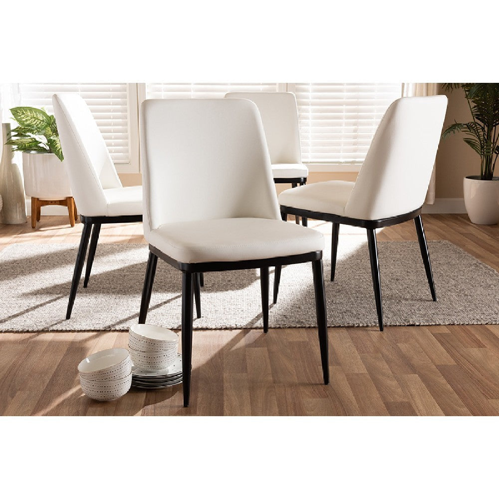 Baxton Studio Darcell Modern and Contemporary White Faux Leather Upholstered Dining Chair (Set of 4) WHI-150595-White-4PC-Set