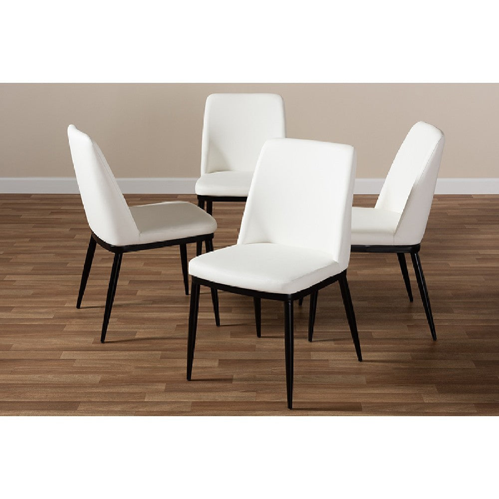 Baxton Studio Darcell Modern and Contemporary White Faux Leather Upholstered Dining Chair (Set of 4) WHI-150595-White-4PC-Set