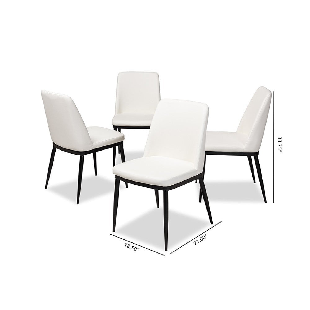 Baxton Studio Darcell Modern and Contemporary White Faux Leather Upholstered Dining Chair (Set of 4)