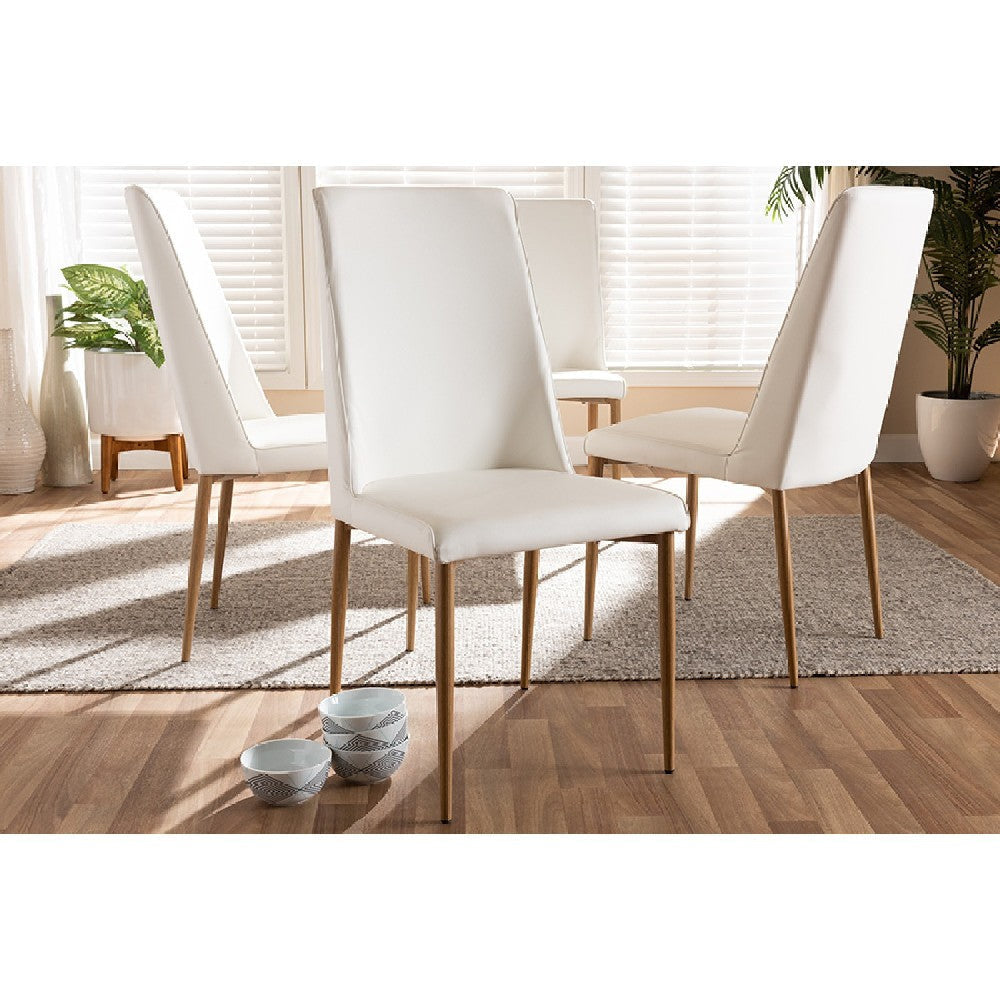 Baxton Studio Chandelle Modern and Contemporary White Faux Leather Upholstered Dining Chair (Set of 4) WHI-160505-White-4PC-Set