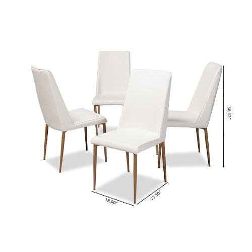 Baxton Studio Chandelle Modern and Contemporary White Faux Leather Upholstered Dining Chair (Set of 4)