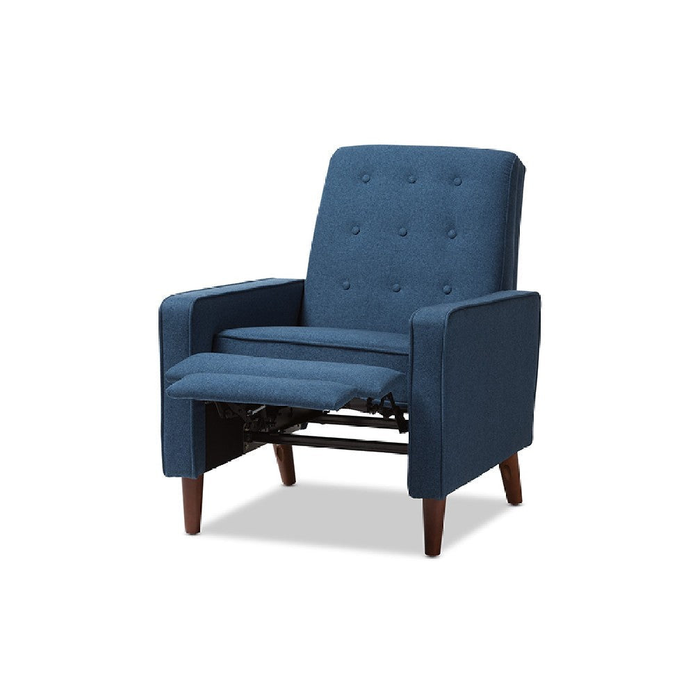 Baxton Studio Mathias Mid-century Modern Blue Fabric Upholstered Lounge Chair