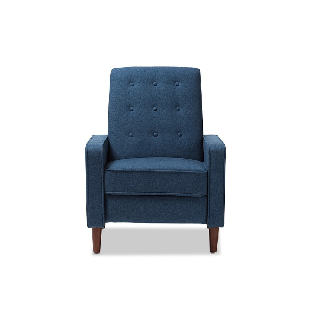 Baxton Studio Mathias Mid-century Modern Blue Fabric Upholstered Lounge Chair