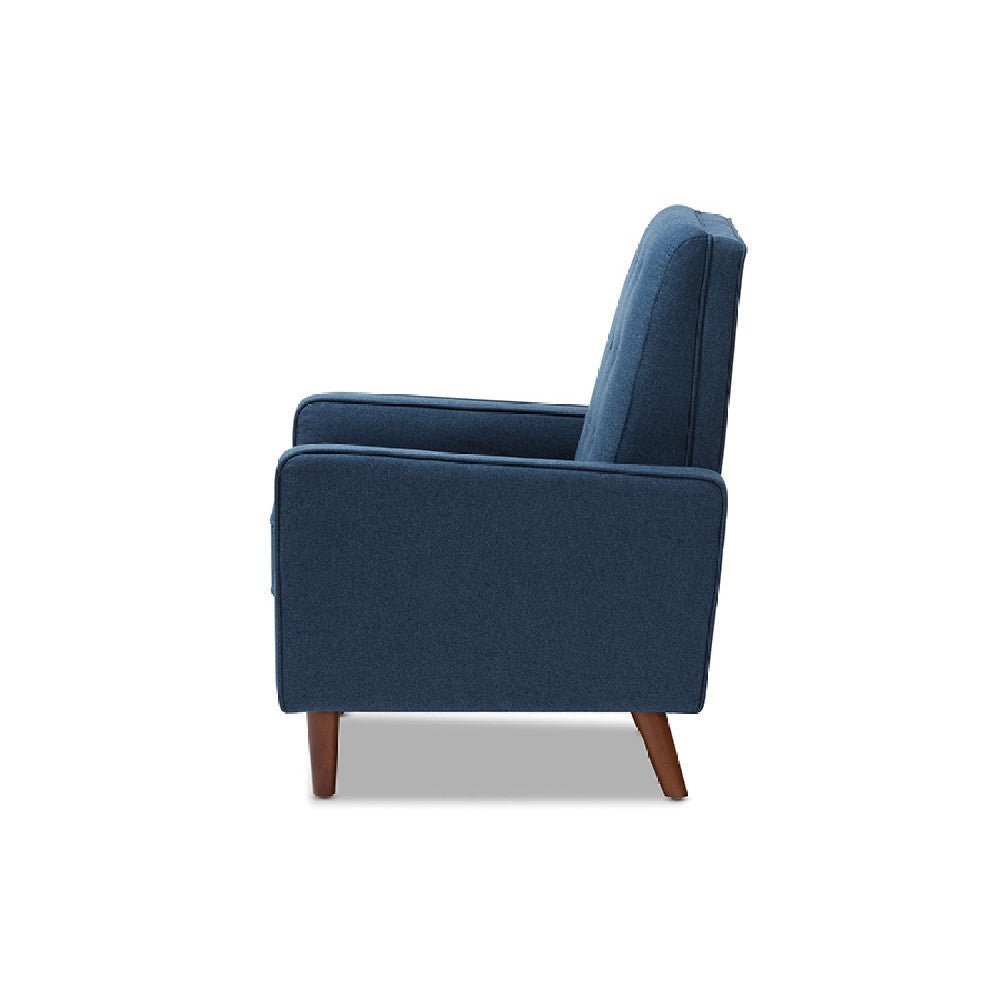 Baxton Studio Mathias Mid-century Modern Blue Fabric Upholstered Lounge Chair
