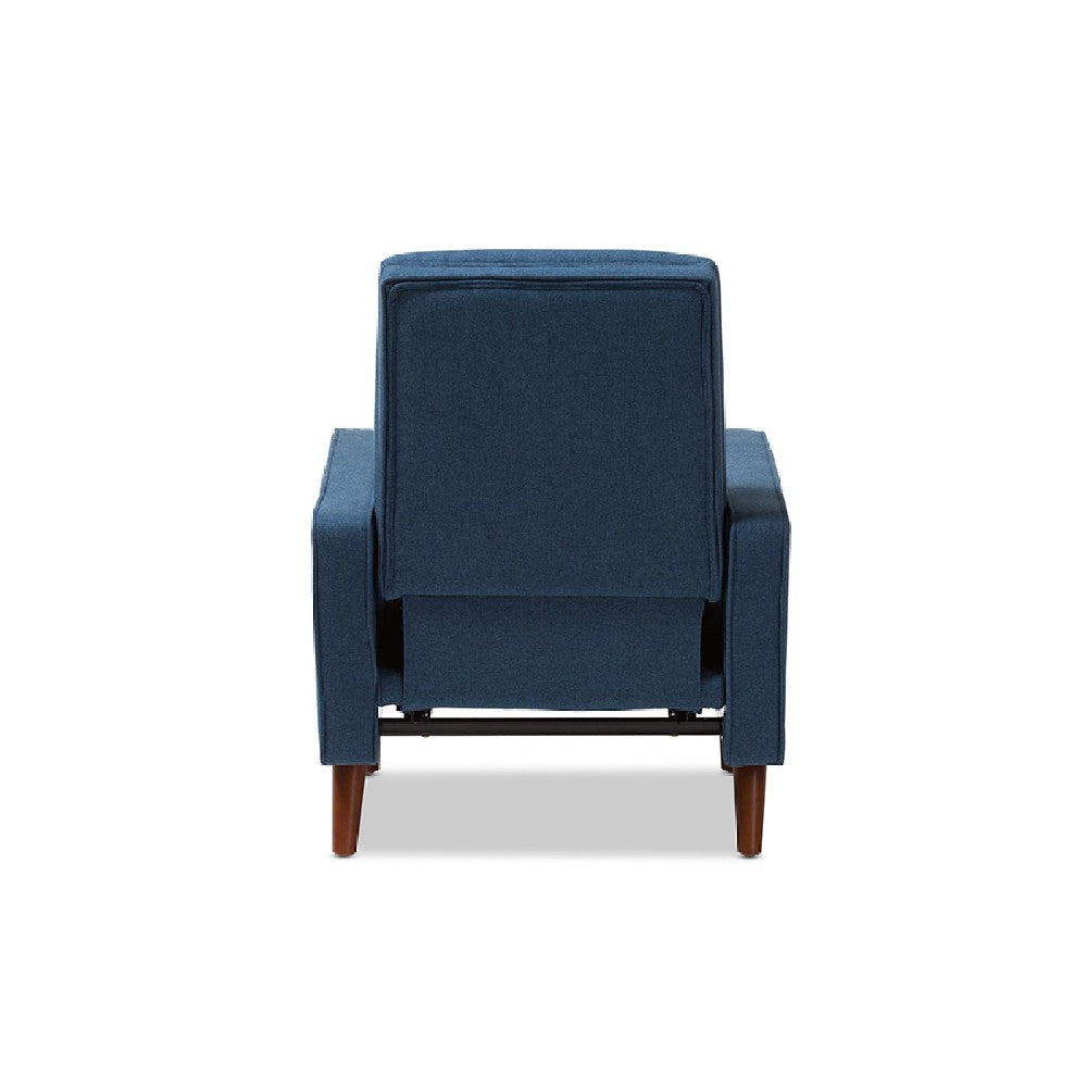 Baxton Studio Mathias Mid-century Modern Blue Fabric Upholstered Lounge Chair