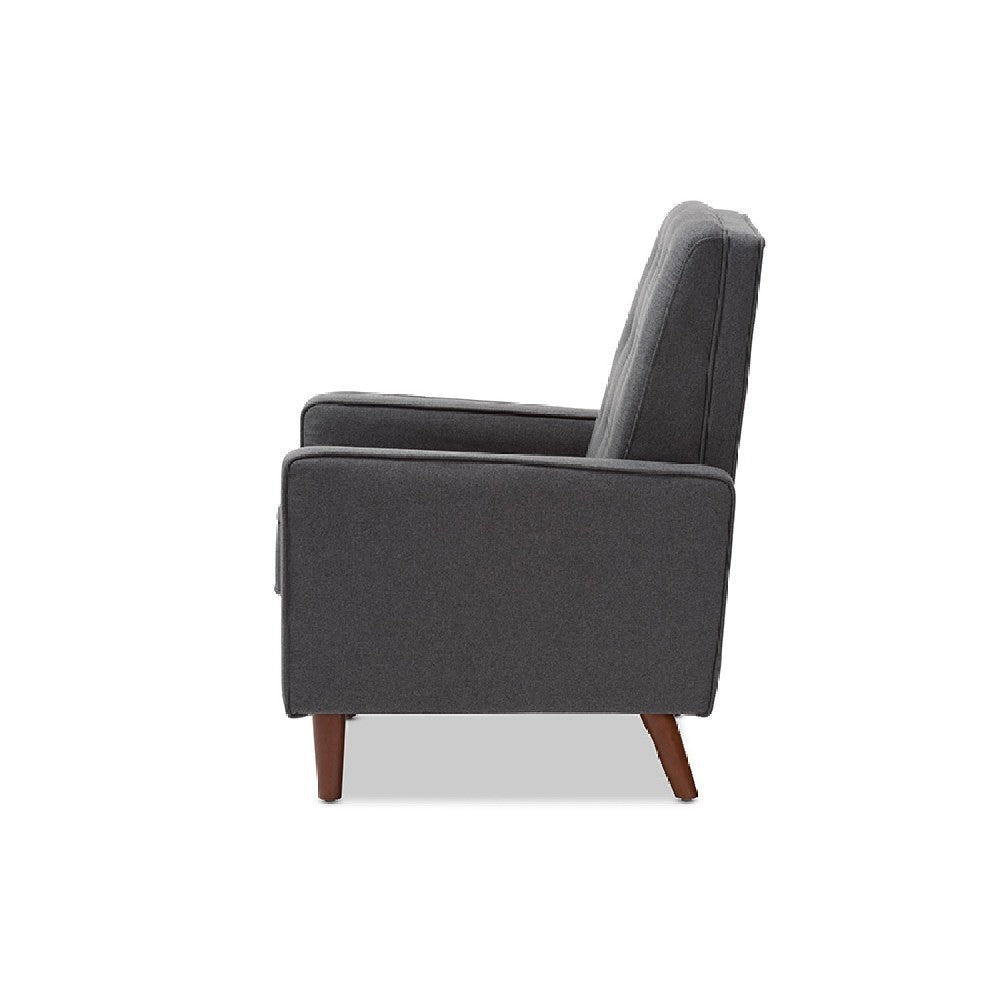 Baxton Studio Mathias Mid-century Modern Grey Fabric Upholstered Lounge Chair