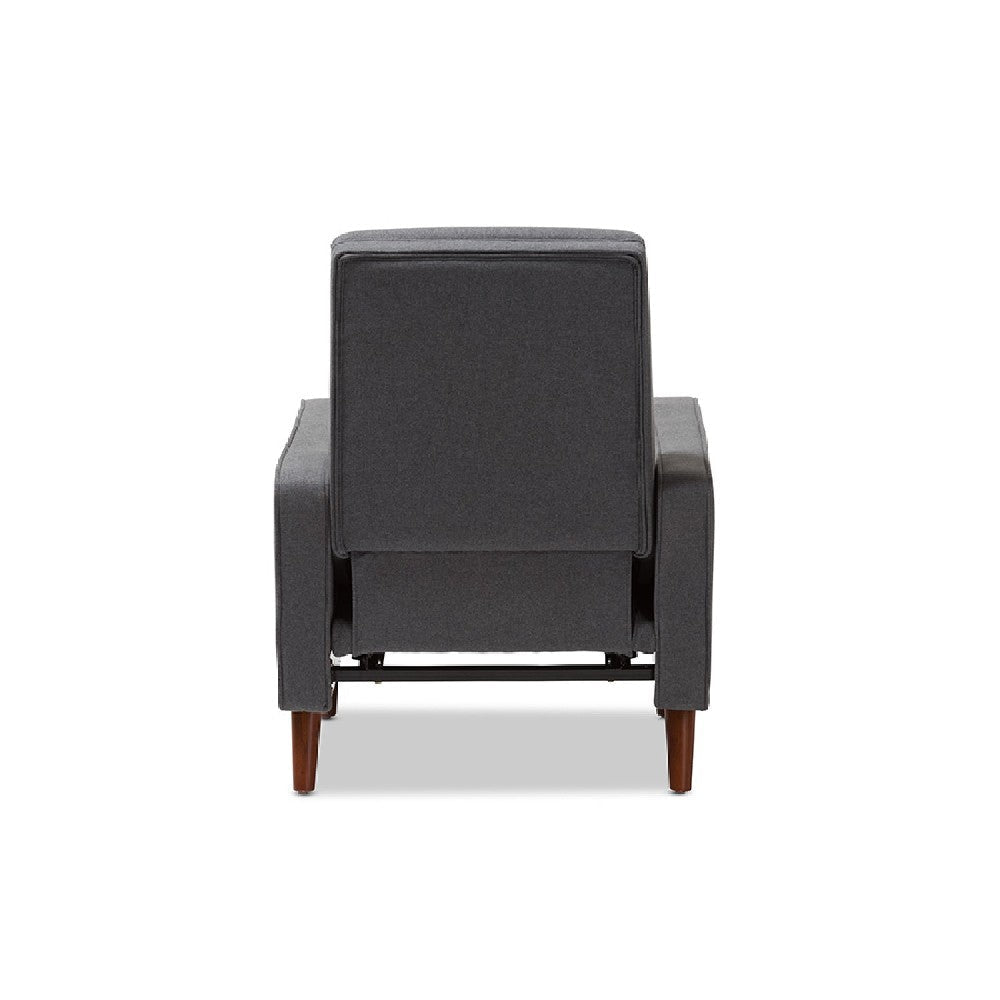 Baxton Studio Mathias Mid-century Modern Grey Fabric Upholstered Lounge Chair