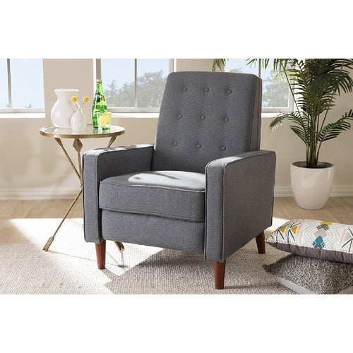 Baxton Studio Mathias Mid-century Modern Grey Fabric Upholstered Lounge Chair