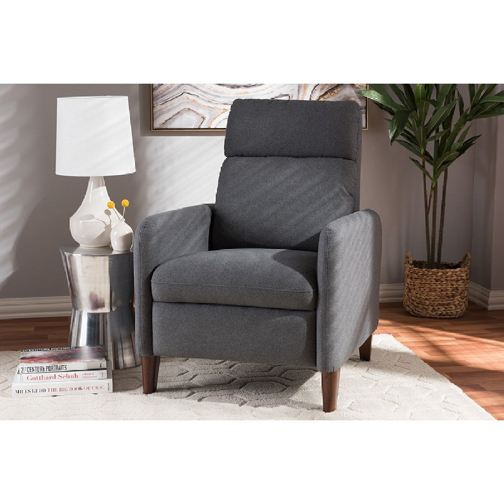 Baxton Studio Casanova Mid-century Modern Grey Fabric Upholstered Lounge Chair