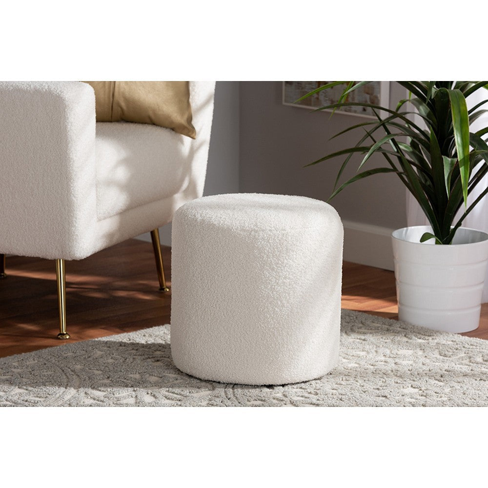 Baxton Studio Tori Modern and Contemporary Ivory Boucle Upholstered Ottoman WHI-1708A-Beige-Ottoman