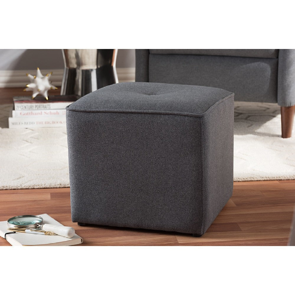 Baxton Studio Corinne Modern and Contemporary Dark Grey Fabric Upholstered Ottoman