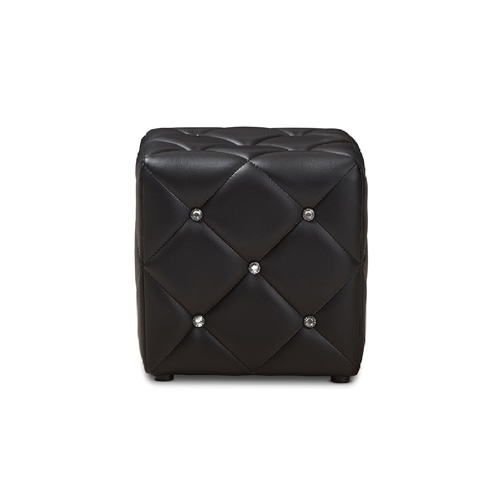 Baxton Studio Stacey Modern and Contemporary Black Faux Leather Upholstered Ottoman