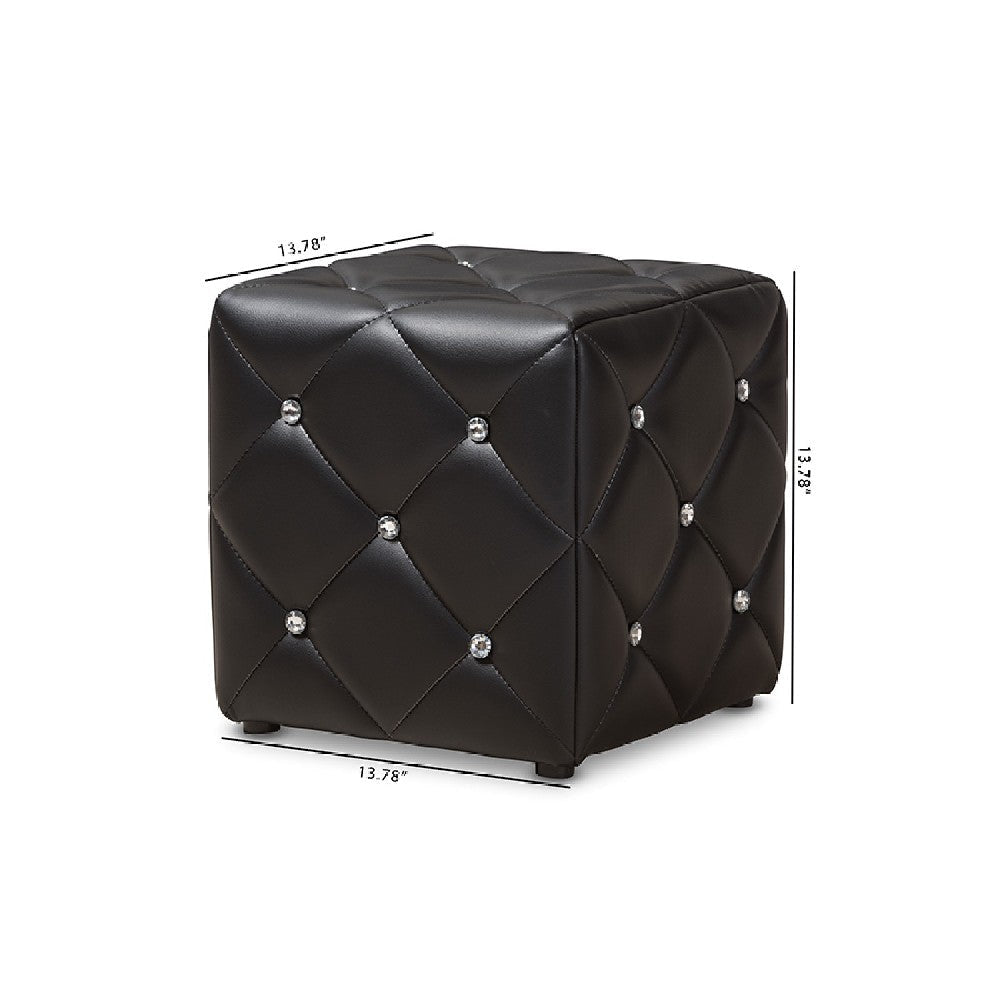 Baxton Studio Stacey Modern and Contemporary Black Faux Leather Upholstered Ottoman