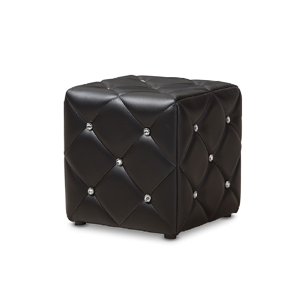 Baxton Studio Stacey Modern and Contemporary Black Faux Leather Upholstered Ottoman