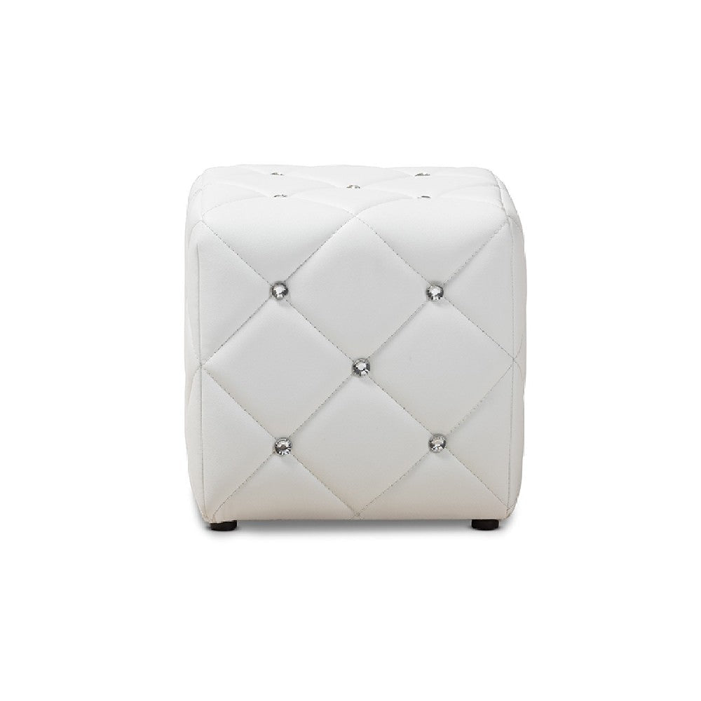 Baxton Studio Stacey Modern and Contemporary White Faux Leather Upholstered Ottoman