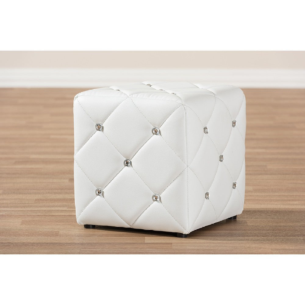 Baxton Studio Stacey Modern and Contemporary White Faux Leather Upholstered Ottoman