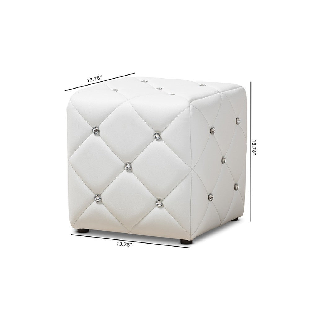 Baxton Studio Stacey Modern and Contemporary White Faux Leather Upholstered Ottoman
