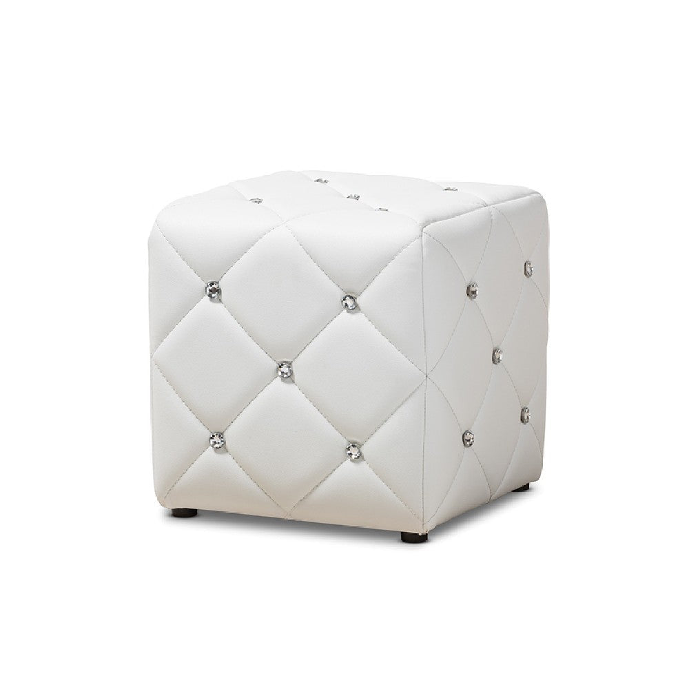 Baxton Studio Stacey Modern and Contemporary White Faux Leather Upholstered Ottoman