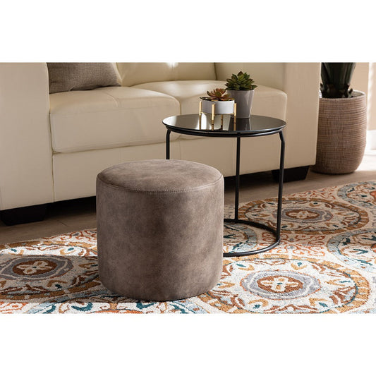 Baxton Studio Kira Modern and Contemporary Black with Grey and Brown 2-Piece Nesting Table and Ottoman Set