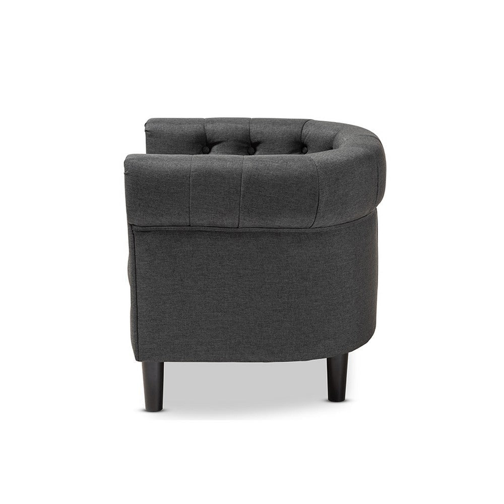 Baxton Studio Bisset Classic and Traditional Gray Fabric Upholstered Chesterfield Chair WHI-1809-Grey-CC