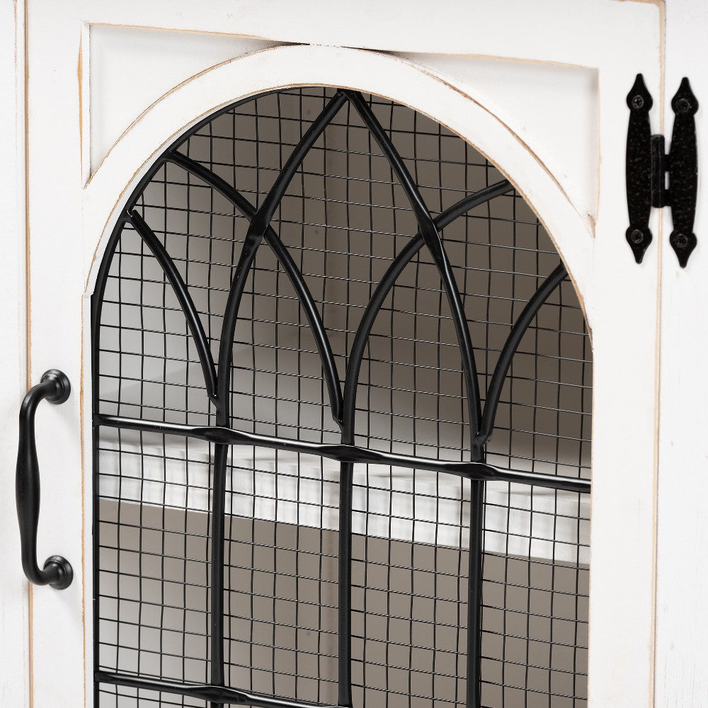 Baxton Studio Faron Classic and Traditional Farmhouse Two-Tone Distressed White and Oak Brown Finished Wood 1-Door End Table