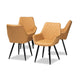 Baxton Studio Astrid Mid-Century Contemporary Tan Faux Leather Upholstered and Black Metal 4-Piece Dining Chair Set