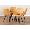 Baxton Studio Astrid Mid-Century Contemporary Tan Faux Leather Upholstered and Black Metal 4-Piece Dining Chair Set