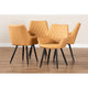 Baxton Studio Astrid Mid-Century Contemporary Tan Faux Leather Upholstered and Black Metal 4-Piece Dining Chair Set