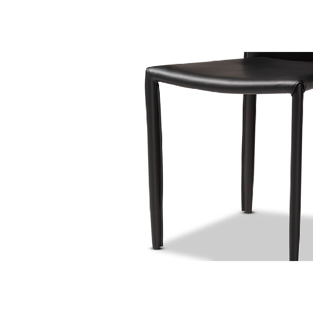 Baxton Studio Heidi Modern and Contemporary Black Faux Leather Upholstered 4-Piece Dining Chair Set